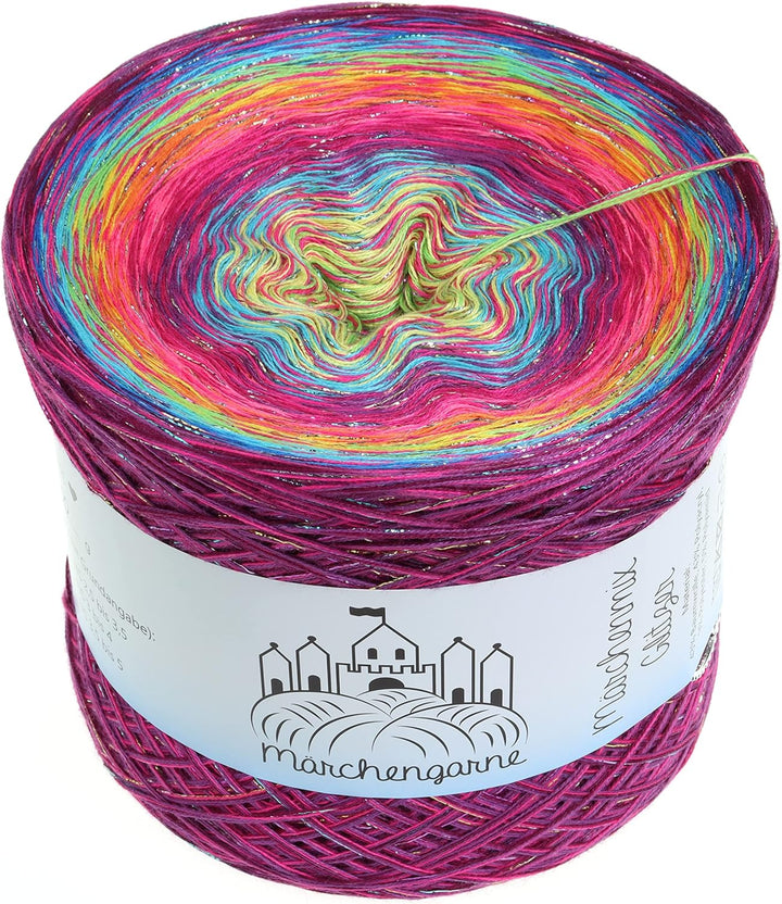 Farbverlaufsgarn Bobbel Wolle mit Glitzer Grösse wählbar Strickwolle Häkeln 4Fach (Multicolour Glitz
