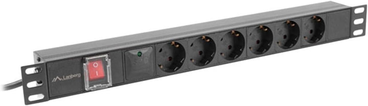 Lanberg PDU 19" 1U 16A 2M 6X SCHUKO OUTLETS Black