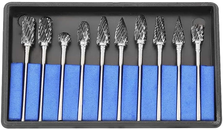 10 Stück Hartmetall Rotations Bits 2,35 mm Schaft Drehfeile Hartmetall Frässtifte Set Werkzeuge für