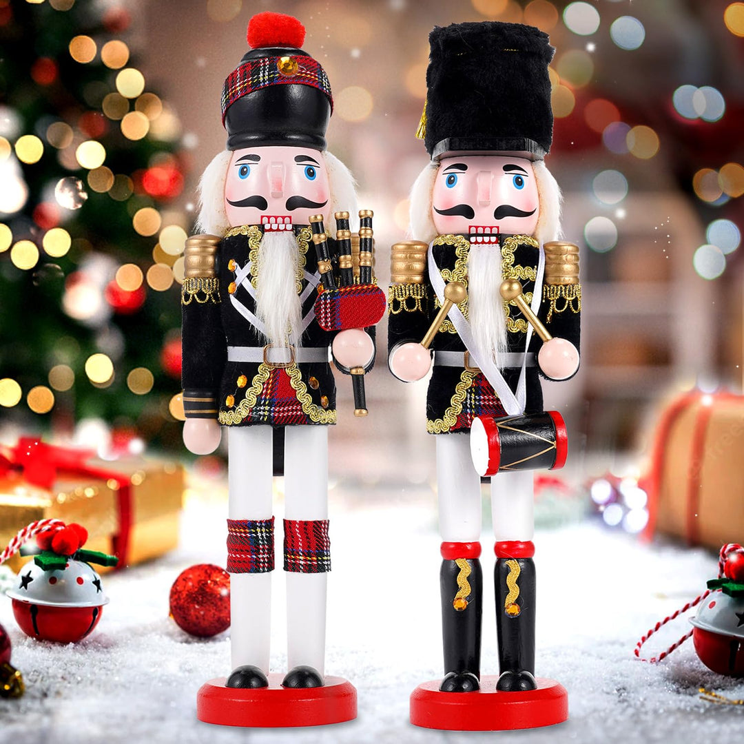 COMBIUBIU 2PCS Nussknacker Figur,Nussknacker Soldat Aus Hochwertigem Kiefernholz,Deko FüR Zuhause Ka