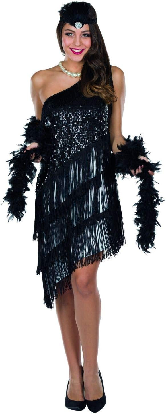 Rubie's 13317-44 Rubies Kostüm Charleston Kleid schwarz/weiss Damen Fasching/Karneval-44, Multi-Colo
