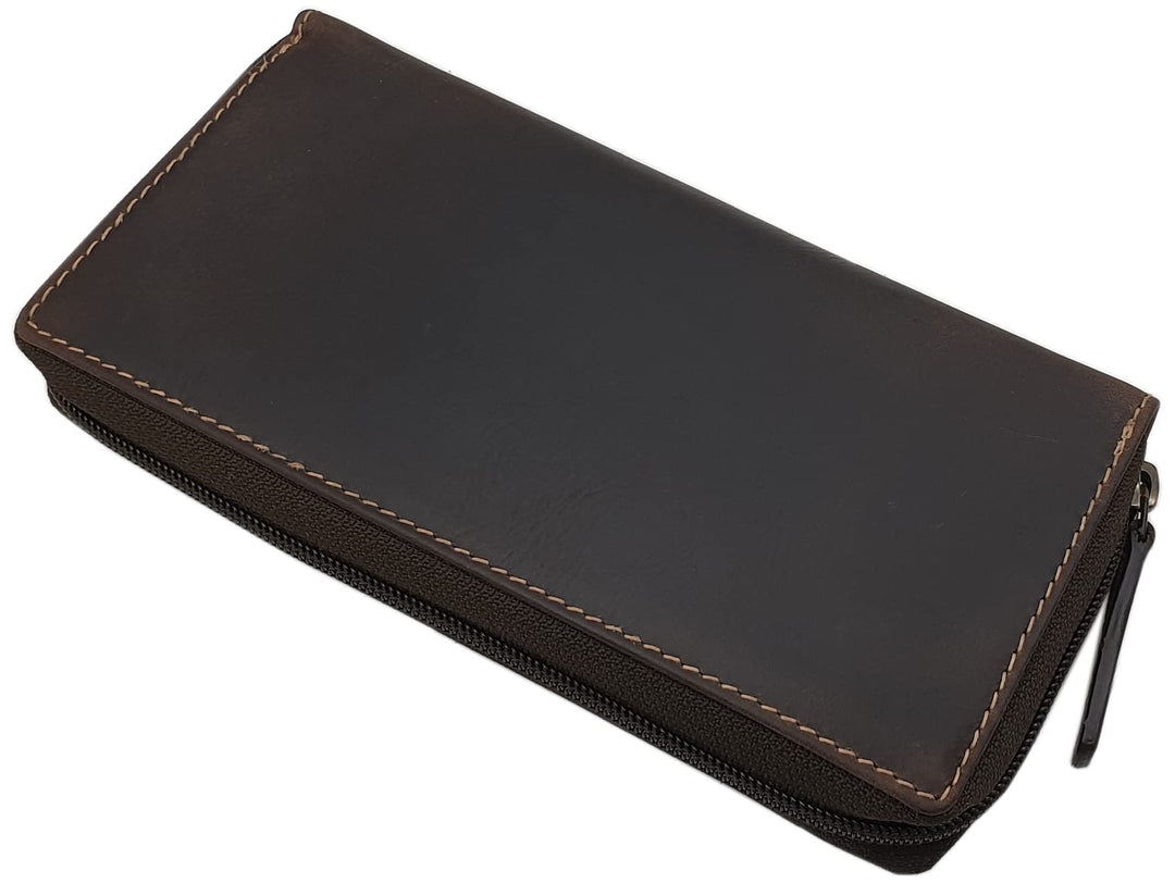 Grosse Vollrindleder Damen Geldbörse / Geldbeutel / Portemonnaie / Geldtasche / Portmonee rundherum