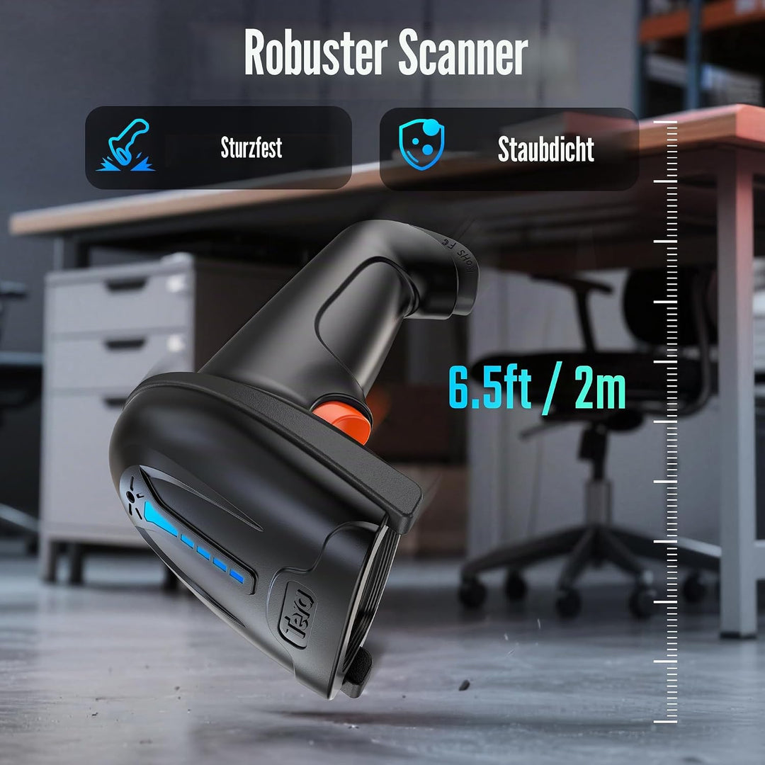 Tera Kabelloser Barcodescanner Handheld 1D Laser Wireless und USB Wired mit Akkustandsanzeige, Extra