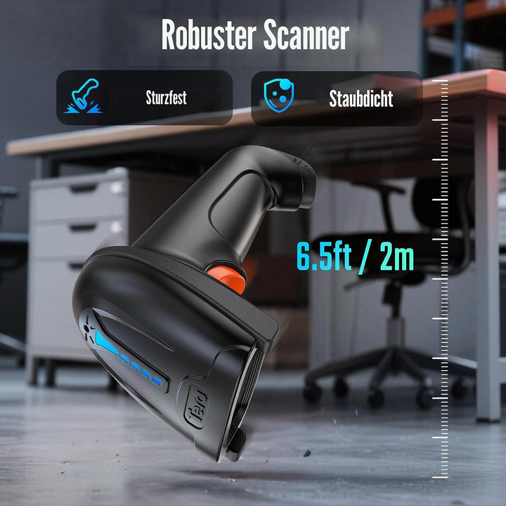 Tera Kabelloser Barcodescanner Handheld 1D Laser Wireless und USB Wired mit Akkustandsanzeige, Extra