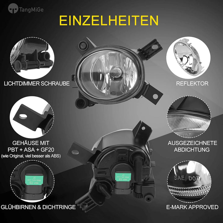 TangMiGe Nebelscheinwerfer für Audi A4 A3 S3, 8EC 8ED 8H7 8HE 8P1 8PA 8P7, V-System S-Linie Stosssta