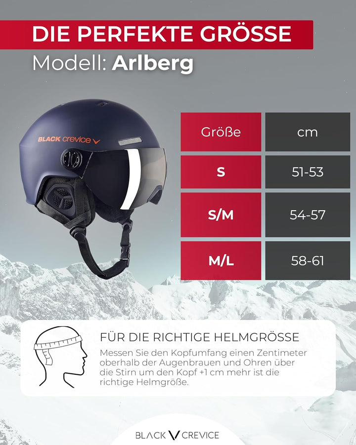 Black Crevice Skihelm Arlberg mit 2 Visier Gr. 51-54 CM (Herstellergrösse:S) navy/orange, Gr. 51-54