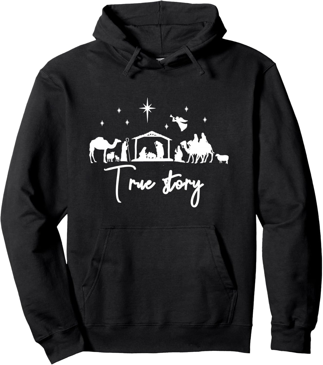 Wahre Geschichte Krippe Weihnachten Jesus Krippe Catholic Pullover Hoodie