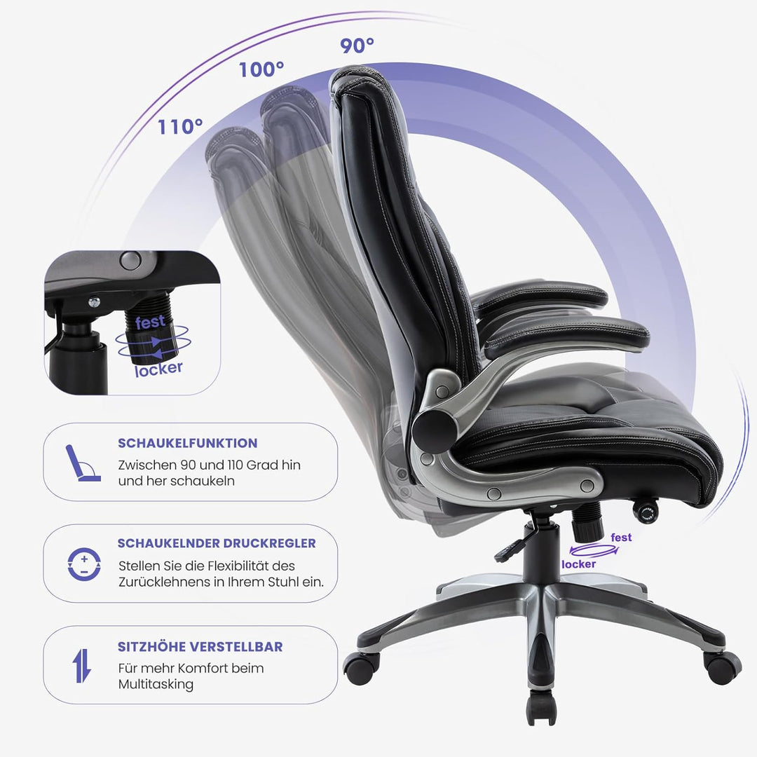 COLAMY Bürostuhl Ergonomisch, Chefsessel mit Hoher Rückenlehne, Ergonomischer 360° Drehstuhl für Bür
