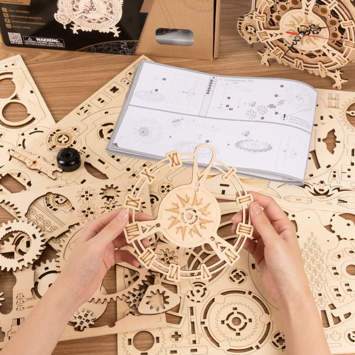 ROKR Owl Uhr Bausatz,3D Holzpuzzle für Erwachsene,Schreibtischdekoration Geschenk für Männer Frauen(