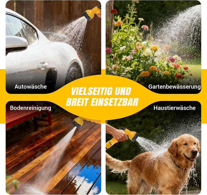 15M Kompakte Schlauchtrommel Mit Schlauch und MultifunktionsdüSen, Leichte Tragbare Gartenschlauchtr