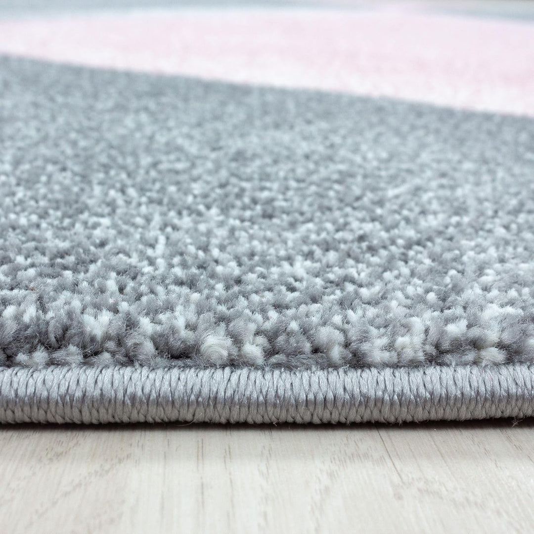 Carpetsale24 Designer Teppich Modern Abstrakt Gemustert – Pink und Grau – Wohnzimmerteppich für mode