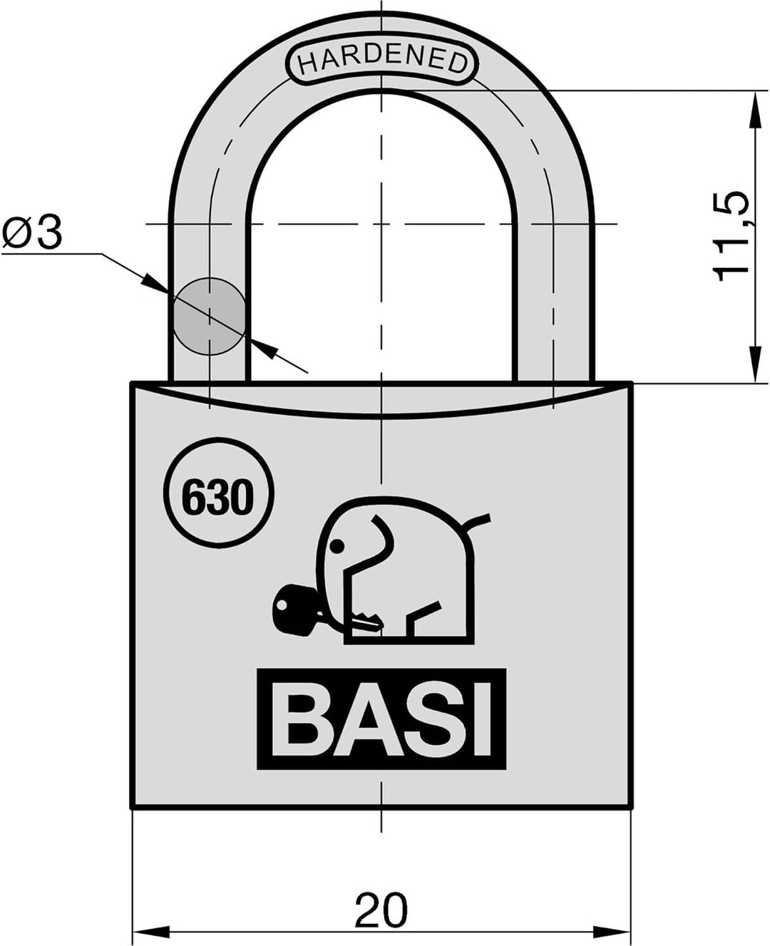 BASI | Vorhangschloss 12er Set | 20 mm | gleichschliessend | massives Aluminium-Gehäuse | gehärteter