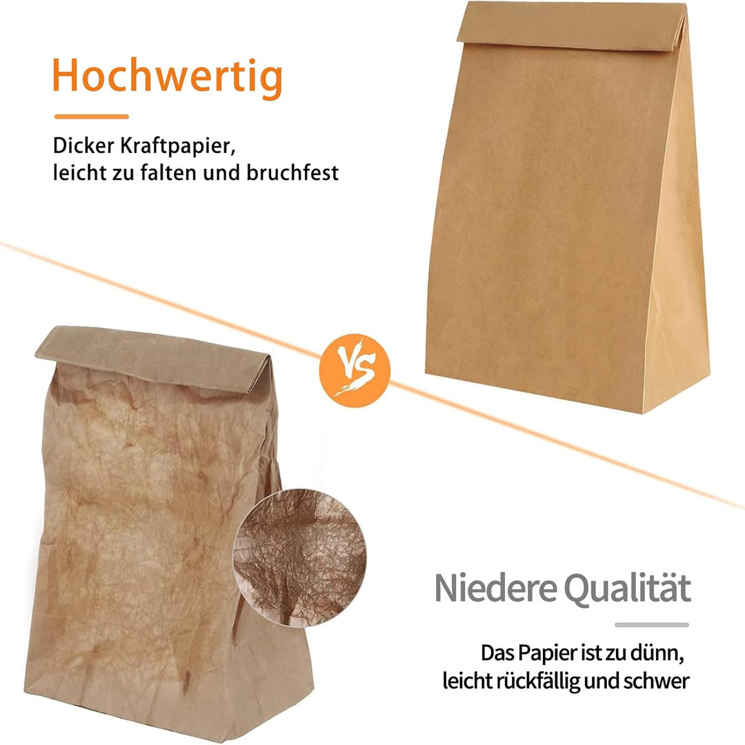 Papiertüten Gross,Papiertüten Braun (50 Stück,30,5 × 20 × 12,5 cm) Geschenktüten kraftpapier Tüten f