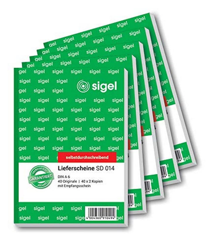 SIGEL SD014/5 Lieferscheine A6, 3x40 Blatt, selbstdurchschreibend, 5er Pack 3fach 5 Stück, 3fach 5 S