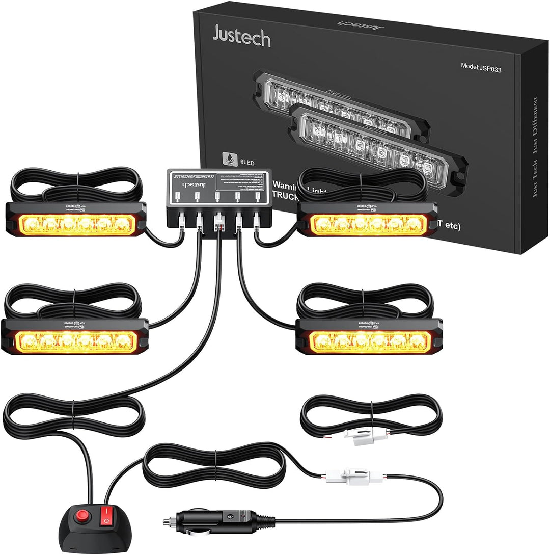 4er 6LED Warnlicht Frontblitzer Stroboskoplicht Wasserdicht IP68 Blinklicht Warnung Beacon Blinklich