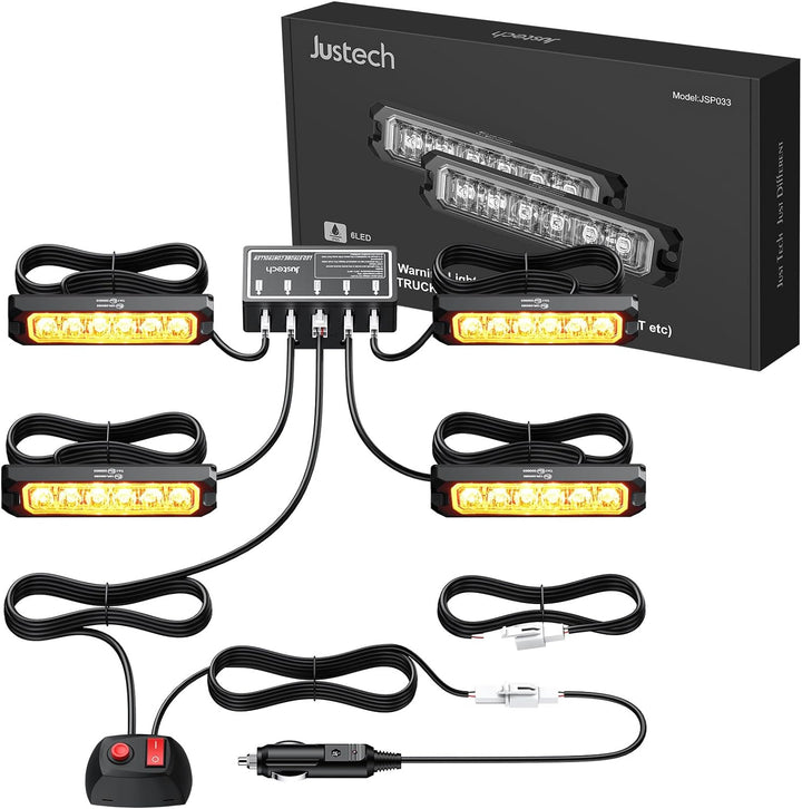 4er 6LED Warnlicht Frontblitzer Stroboskoplicht Wasserdicht IP68 Blinklicht Warnung Beacon Blinklich