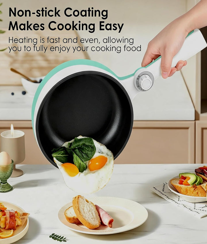Audecook Electric Pot, 1.7L Elektrische Bratpfanne Travel Portable Pot, Mini Electric Skillet for Do