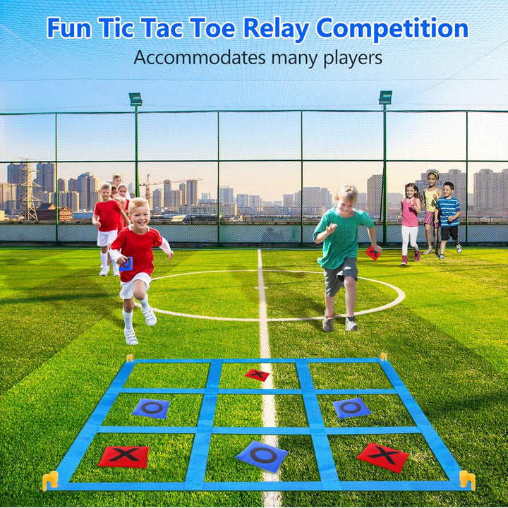 CWLAKON Riesiges Tic Tac Toe 1.2m Grosses & Sitzsäcke Outdoor Spielset Hofwurfspiel für Kinder und E
