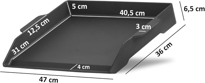 BBQ-Toro Gusseisen Grillplatte emailliert | 47 x 36 cm | BBQ Plancha, Grillplancha | Rechteckig, Uni