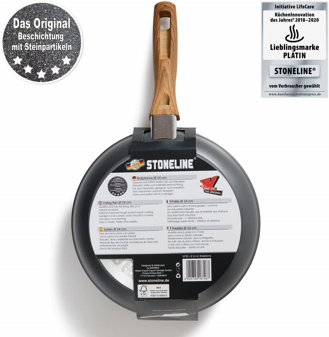 STONELINE Back to Nature Bratpfanne 24 cm, Made in Germany, antihaft beschichtete Pfanne mit echten