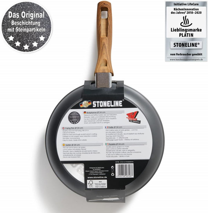 STONELINE Back to Nature Bratpfanne 24 cm, Made in Germany, antihaft beschichtete Pfanne mit echten