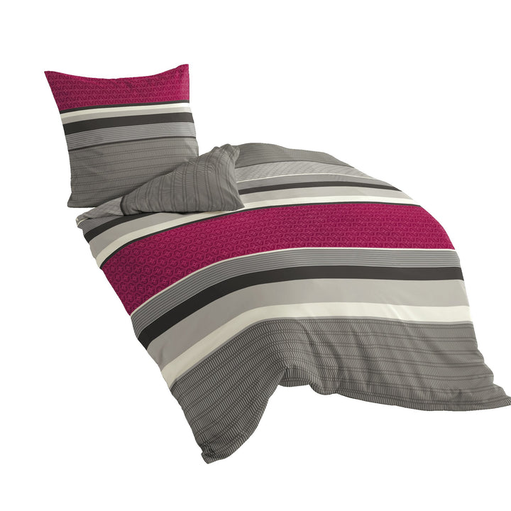 Bierbaum Bettwäsche, 4630, Fein-Biber, Made in Germany, himbeer 19, 135x200 + 80x80 cm 135 cm x 200