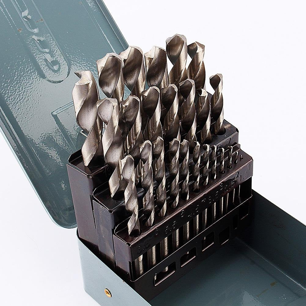 HSS Spiralbohrer Set,Hohe Qualität HSS Metall Bohrer Set Bohrer Werkzeug mit Box,1-13mm,25 Stücke