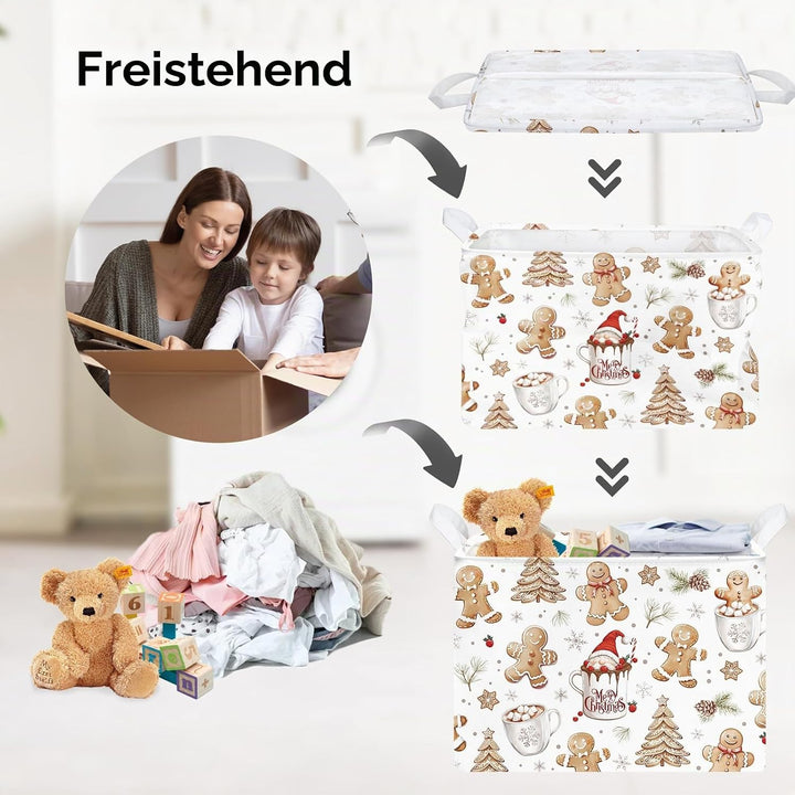 Clastyle Weihnachts Lebkuchenmann Kinder Wäschekorb mit Henkel Schneeflocke Kleidung Spielzeug Aufbe