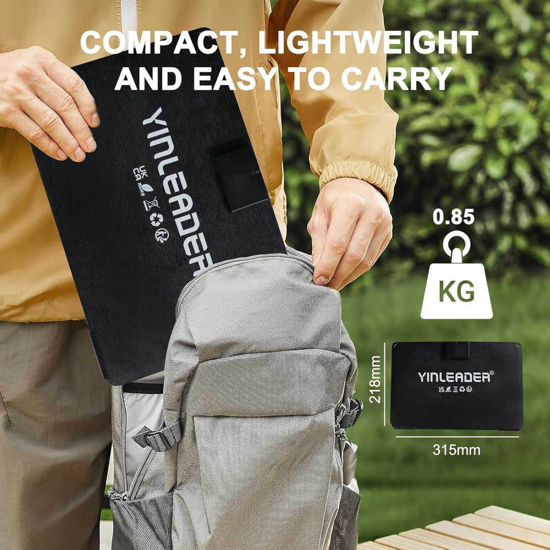 Yinleader 30W Tragbares Solarpanel – Faltbares Solarladegerät mit 18W USB-C & USB-A QC3.0 Schnelllad