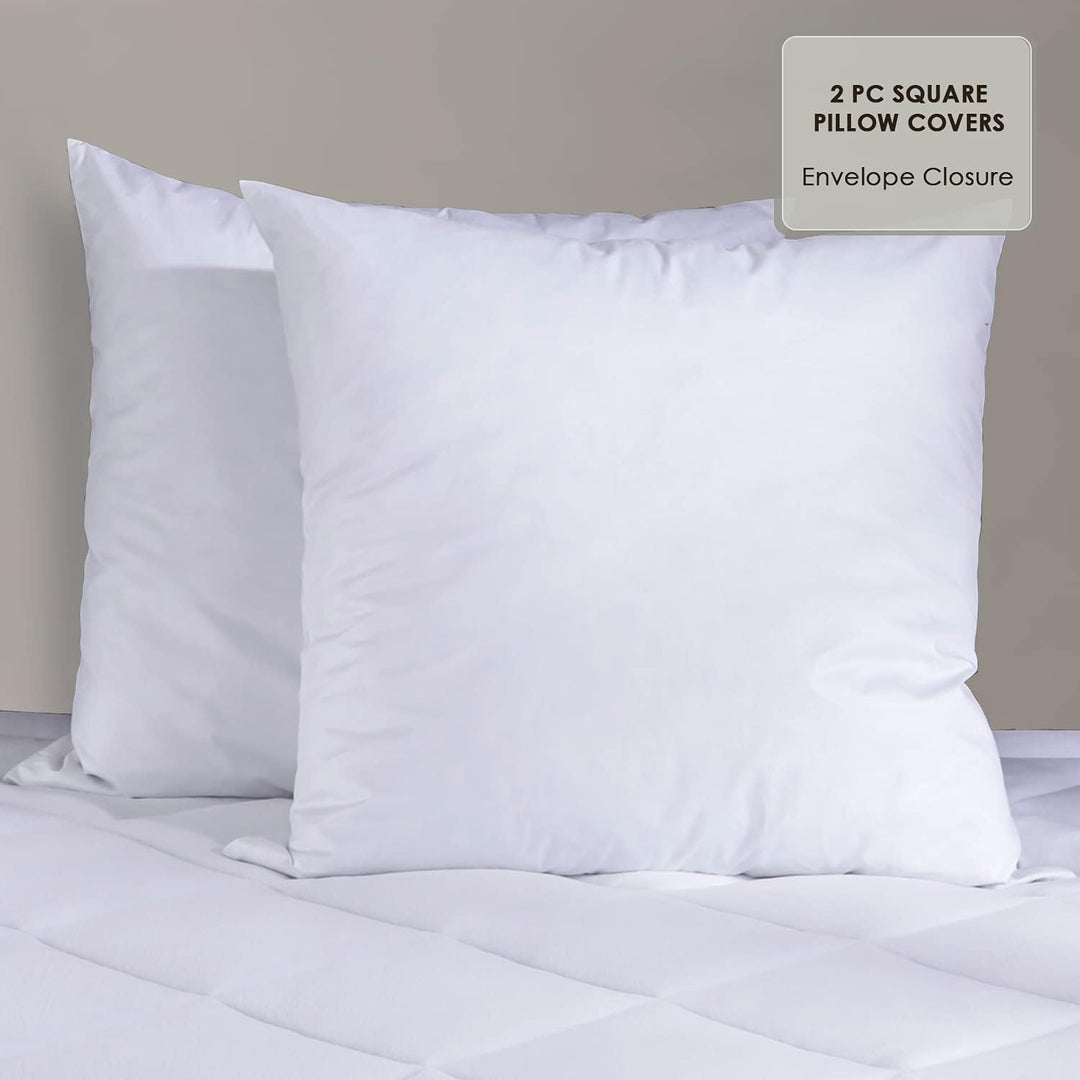 Pizuna Luxuriöser Soft-Satin 2er Pack Kissenbezug 80 x 80 cm Weiss, 600 Fadenzahl Baumwolle Kissenbe