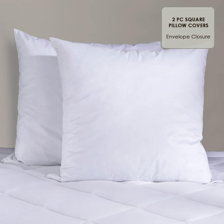 Pizuna Luxuriöser Soft-Satin 2er Pack Kissenbezug 80 x 80 cm Weiss, 600 Fadenzahl Baumwolle Kissenbe