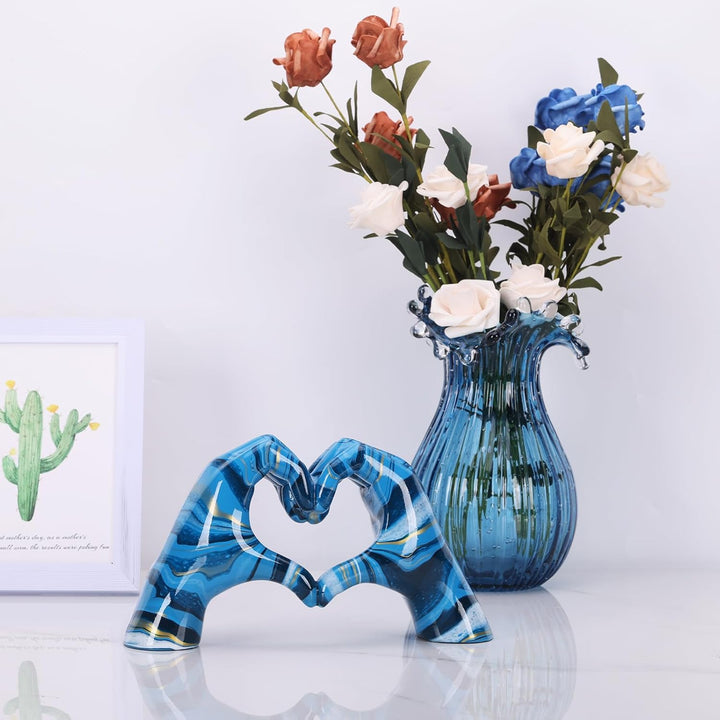 DOVDOV Blaue Gestenstatue, Liebesstatue, Liebesgeste, Skulptur, blaue Zuhause, dekorative Statue, ge