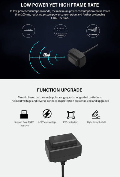 TFmini-i Lidar Sensor 0,1–12 m Messbereich Entfernung Einzelpunkt Entfernungsmesser Modul kompatibel