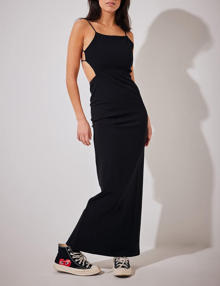 NA-KD Damen Trägern Am Rücken Lässiges Kleid XXS Schwarz, XXS Schwarz
