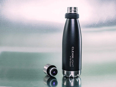 KeySmart CleanLight Trinkflasche - Isolierte Wasserflasche (Schwarz)