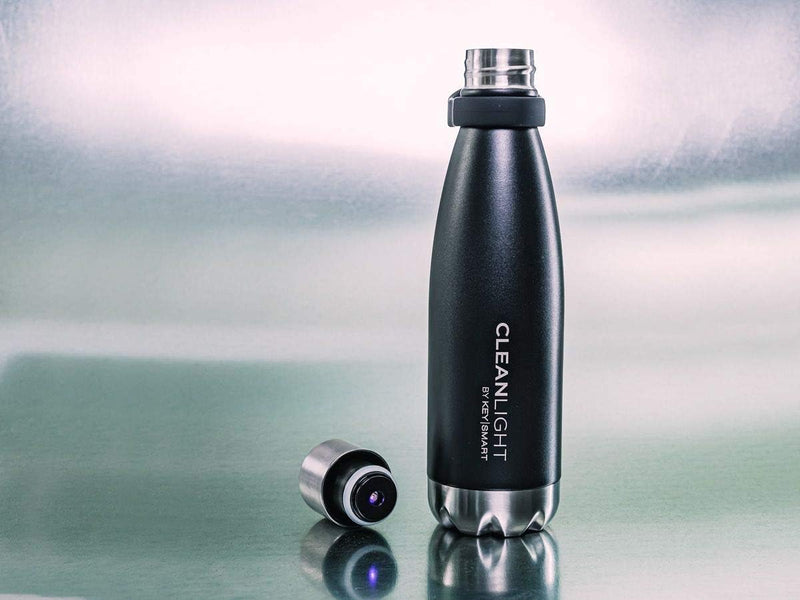 KeySmart CleanLight Trinkflasche - Isolierte Wasserflasche (Schwarz)