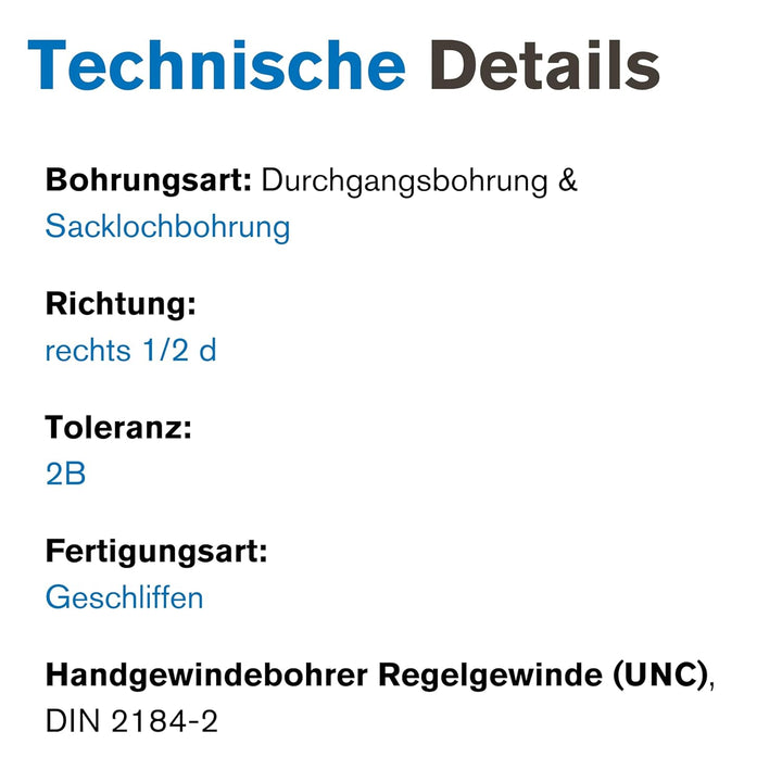 GSR PROFI Gewindebohrer Satz Zoll UNC 3/8" x 16 HSSG Stativgewinde, Geschliffen, HSSG Metallbohrer S