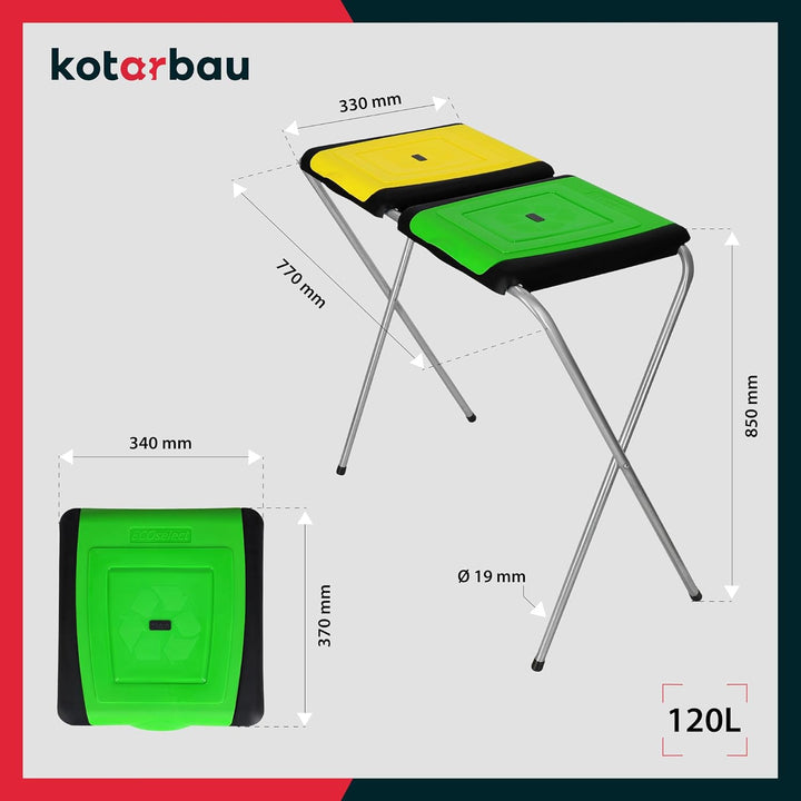 KOTARBAU® Müllsackständer Doppelt Müllbehälter 33 x 77 x 85 cm Grüner Gelber Sack Ständer Metall Pla