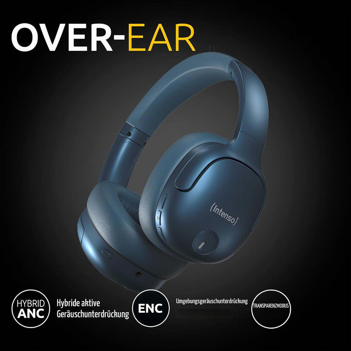 Intenso O400HA Over-Ear Kopfhörer - Hybrid Active Noise Cancelling, bis zu 75 Stunden Laufzeit und B
