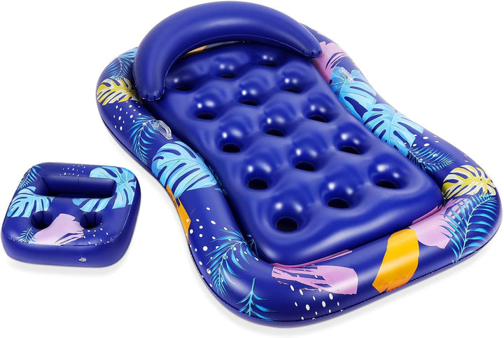 MoKo Pool Luftmatratze Erwachsene, Gross Schwimmbett mit EIS Bar, Solarium Pool Loungesessel Aufblas