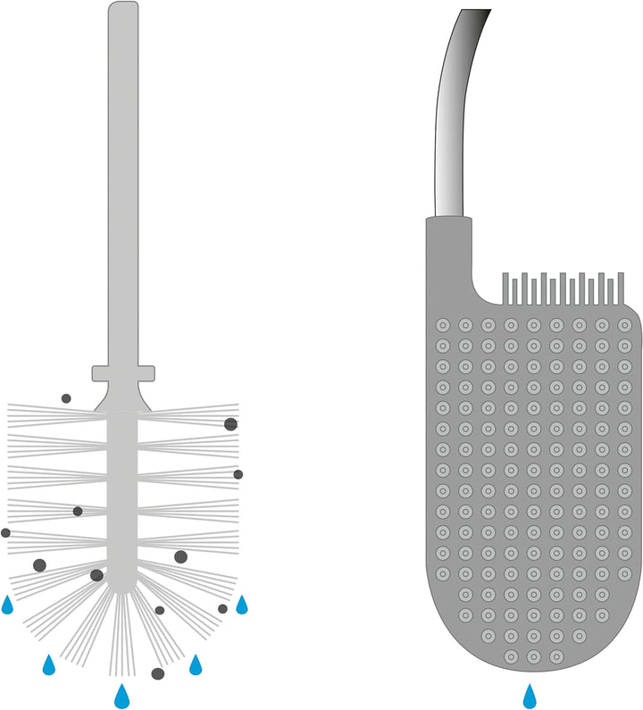 Joseph Joseph Flex Lite - 2er-Pack Silikon-Toilettenbürste mit schlankem Haltegriff, flexibel, tropf