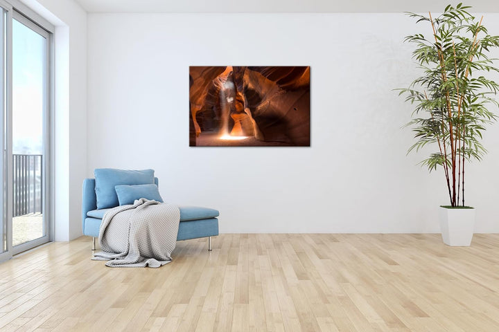 deyoli Höhle mit Licht Format: 80x60 cm als Leinwandbild, Motiv fertig gerahmt auf Echtholzrahmen, H
