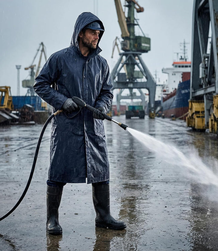 BWOLF POSEIDON Regenmantel Herren Regenmantel Wasserdichte Lange Regenjacke Outdoor Wiederverwendbar