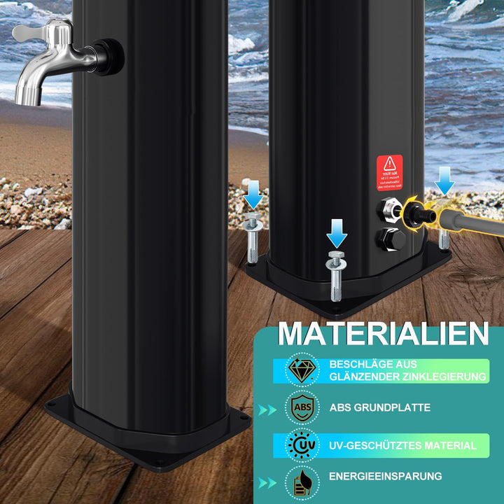 Vigevee Solardusche 35L Solar Gartendusche warmes Wasser Bis Zu 60°C ohne Stromanschluss Pooldusche