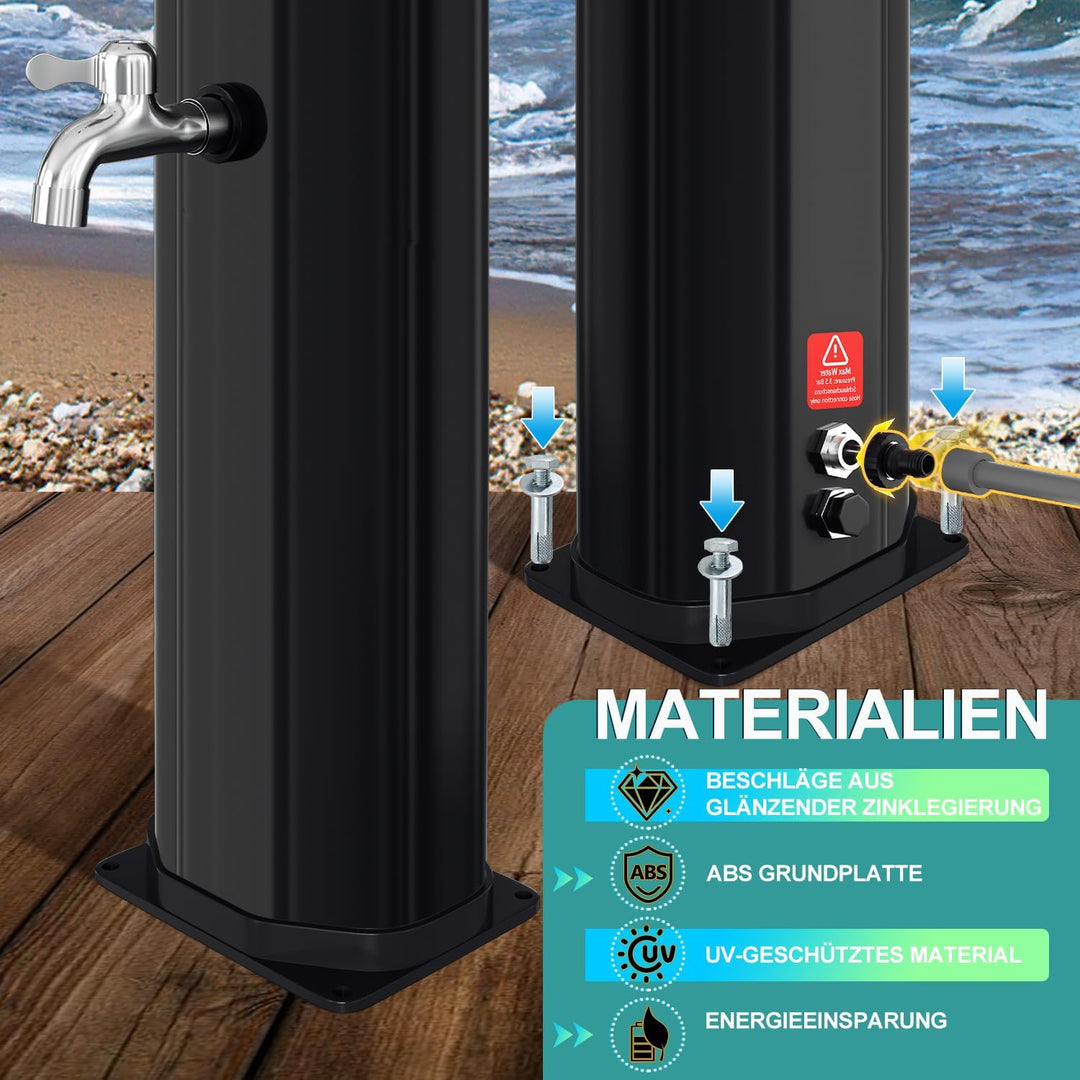 Randaco Solardusche Solar Gartendusche warmes Wasser Bis Zu 60°C Ohne Stromanschluss Pooldusche Camp