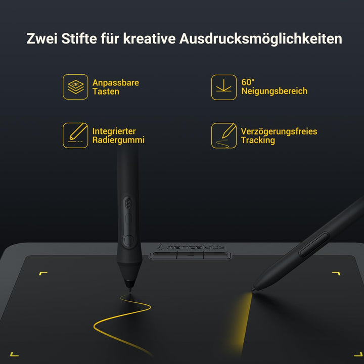 XENCELABS Grafiktablett Wireless Zeichentablett, Ultradünnes Tragbares Kabelloses Stifttablett mit 2
