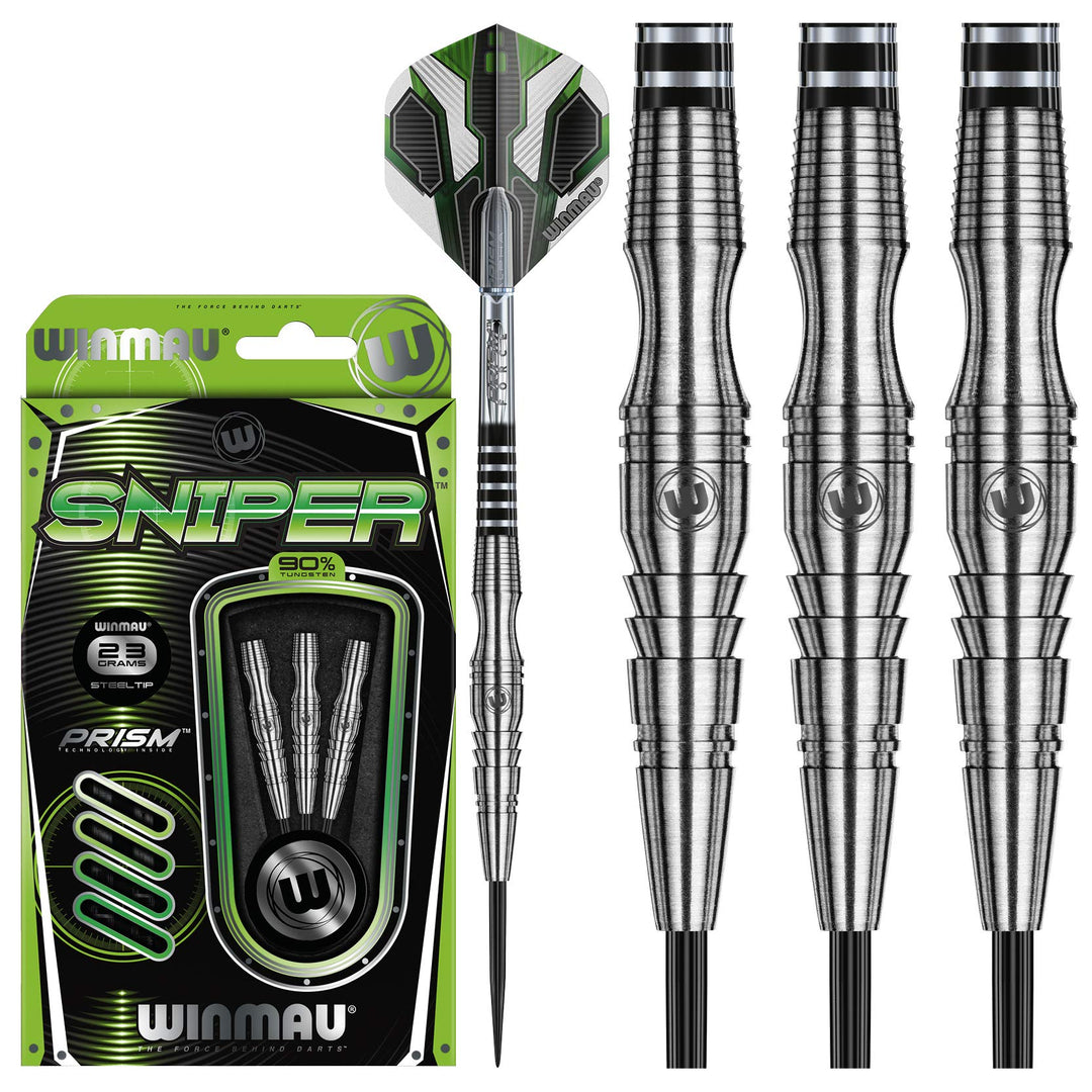 Winmau Sniper Profi Wolfram Steeltip Dartpfeile Set mit Flights und Schäfte 23 g, 23 g
