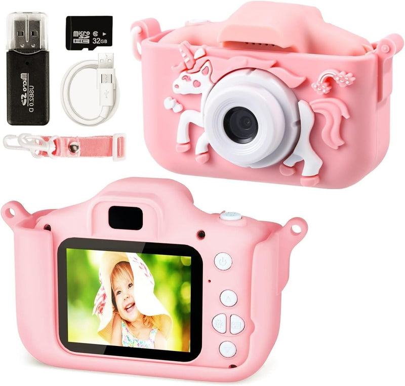 XINGGANG Kinderkamera, Kinder Kamera 1080P 2,0-Zoll-Bildschirm Kamera Kinder mit 32GB SD-Karte Selfi