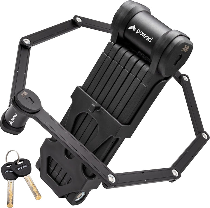 Poised Fahrrad Faltschloss 120 cm mit ART 2 Zertifizierung & Halterung – Hochsicherheits-Fahrradschl