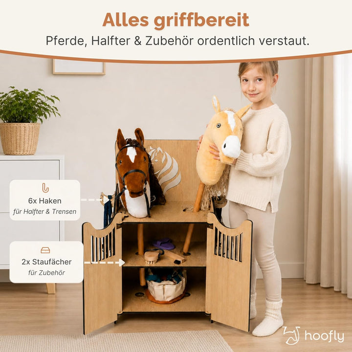 Hobby Horse Stall 2 Pferde – Praktische Halterung für Steckenpferde | Hochwertiger Hobby Horsing Pfe